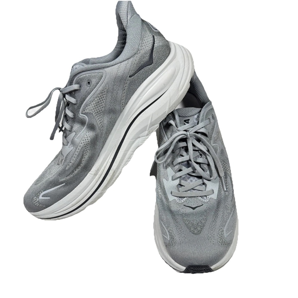 Hoka Clifton 10 Sneakers Mens 13D Galactic Gray Road Running Shoes - Picture 2 of 9